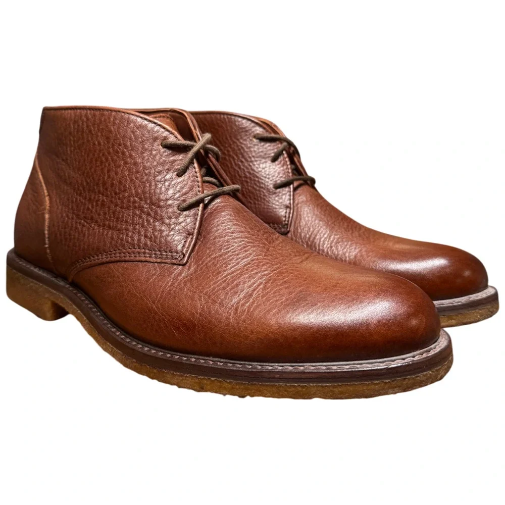 JOHNSTON & MURPHY Copeland Men 8M Brown Mahogany Tumbled Leather Chukka Boots